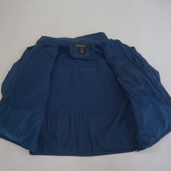 Vintage Wet Skins Blue Zip Up 100% Nylon Waterproof Stowaway Hood Raincoat M - Picture 11 of 11